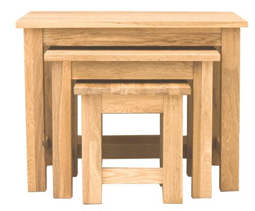 Baumhaus Mobel Oak Nest of 3 Coffee Tables - COR08A - Price Crash Furniture