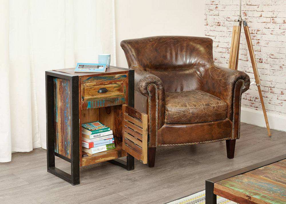 Baumhaus Urban Chic 1 Door 1 Drawer Lamp Table - Price Crash Furniture