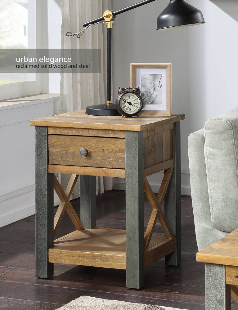 Baumhaus Urban Elegance - Reclaimed Lamp Table with Drawer - Price Crash Furniture