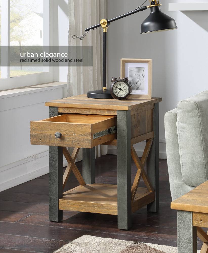 Baumhaus Urban Elegance - Reclaimed Lamp Table with Drawer - Price Crash Furniture