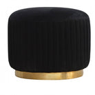 Black Cotton Velvet Pleated Footstool With Gold Base - Price Crash Furniture