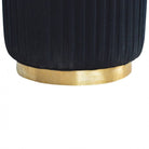 Black Cotton Velvet Pleated Footstool With Gold Base - Price Crash Furniture