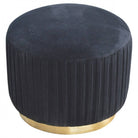 Black Cotton Velvet Pleated Footstool With Gold Base - Price Crash Furniture