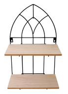 Black Metal Arch With 2 Wooden Shelves - Price Crash Furniture