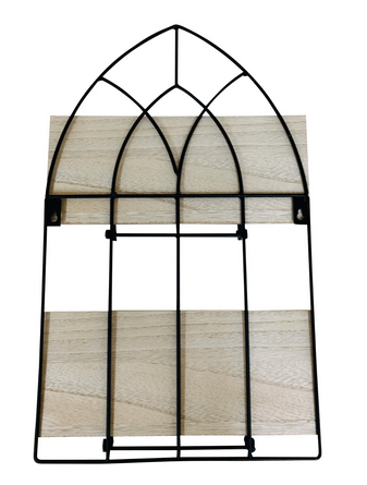 Black Metal Arch With 2 Wooden Shelves - Price Crash Furniture