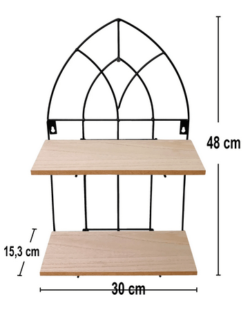 Black Metal Arch With 2 Wooden Shelves - Price Crash Furniture