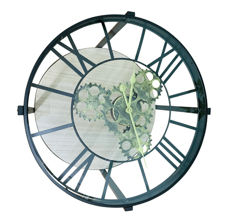 Black Metal Glass Topped Clock Table - Price Crash Furniture