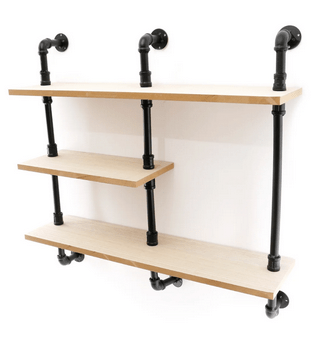 Black Pipe & Wooden Shelves 70.5cm - Price Crash Furniture