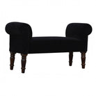 Black Velvet Bench With Turned Feet - Price Crash Furniture