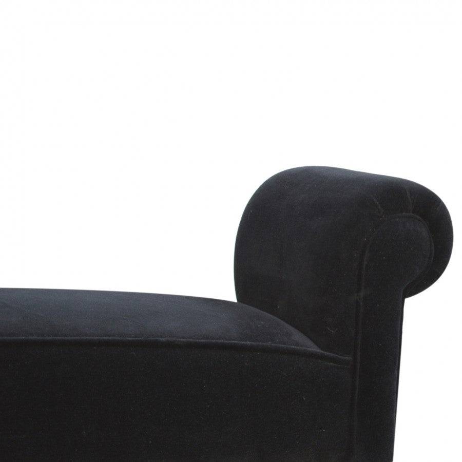 Black Velvet Bench With Turned Feet - Price Crash Furniture