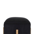 Black Velvet Footstool with Solid Wood Legs - Price Crash Furniture