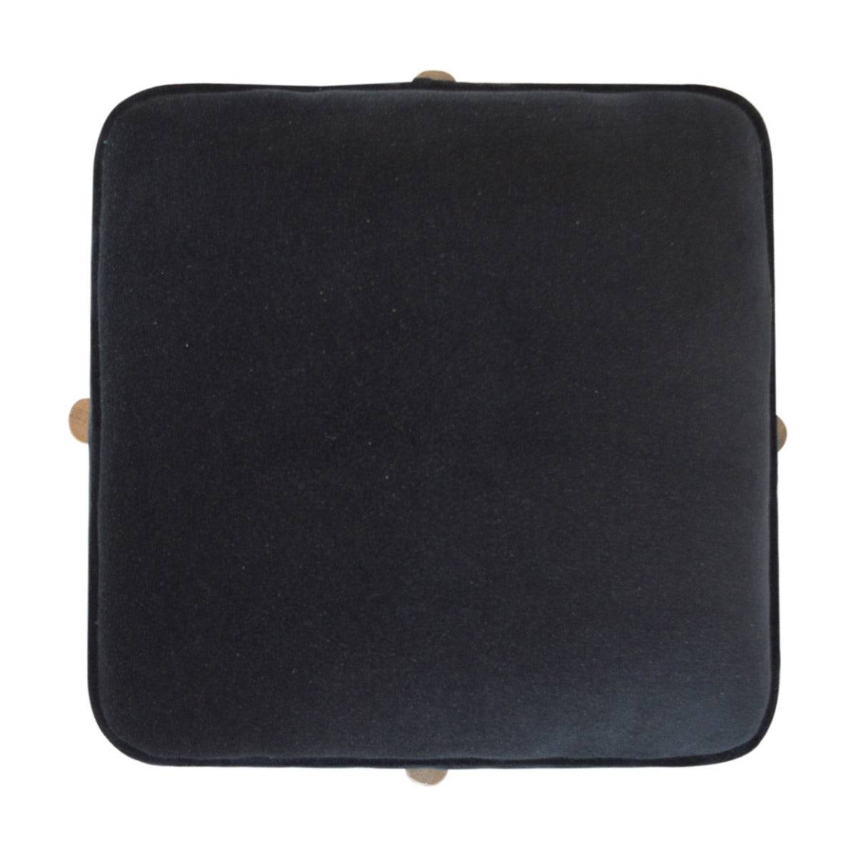 Black Velvet Footstool with Solid Wood Legs - Price Crash Furniture