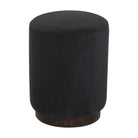 Black Velvet Footstool with Wooden Base - Price Crash Furniture