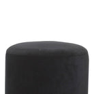 Black Velvet Footstool with Wooden Base - Price Crash Furniture