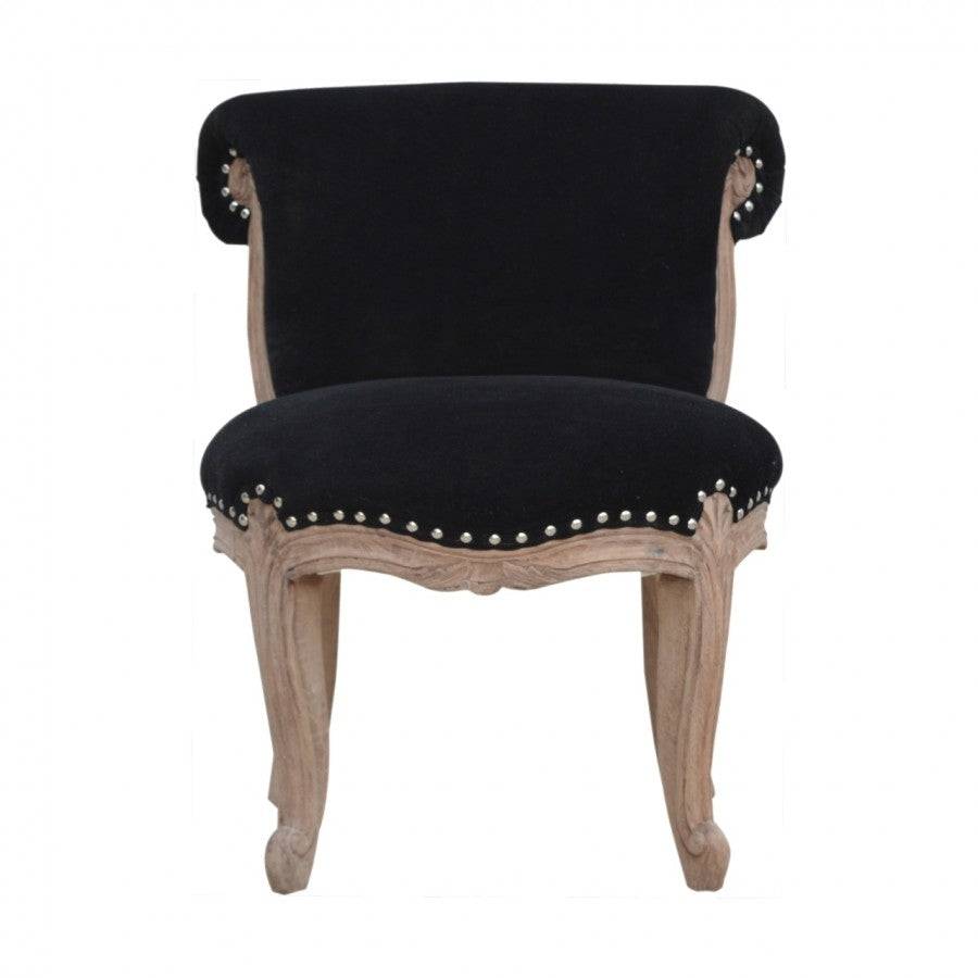 Black Velvet Studded Accent Chair With Cabriole Legs - Price Crash Furniture