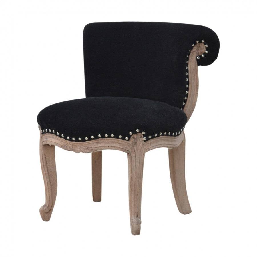 Black Velvet Studded Accent Chair With Cabriole Legs - Price Crash Furniture