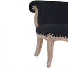 Black Velvet Studded Accent Chair With Cabriole Legs - Price Crash Furniture