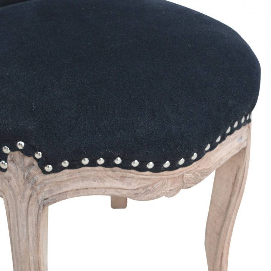 Black Velvet Studded Accent Chair With Cabriole Legs - Price Crash Furniture