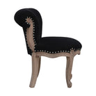 Black Velvet Studded Accent Chair With Cabriole Legs - Price Crash Furniture