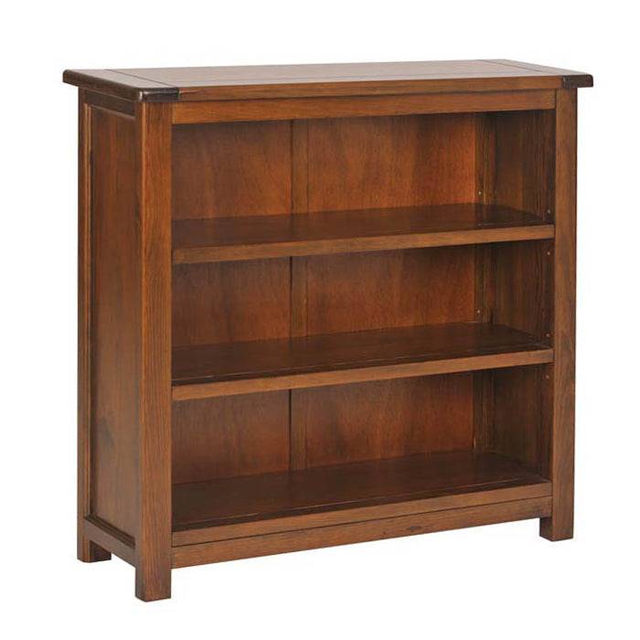Boston Low 3 Shelf Wooden Bookcase in Dark Stained Wood - Price Crash Furniture