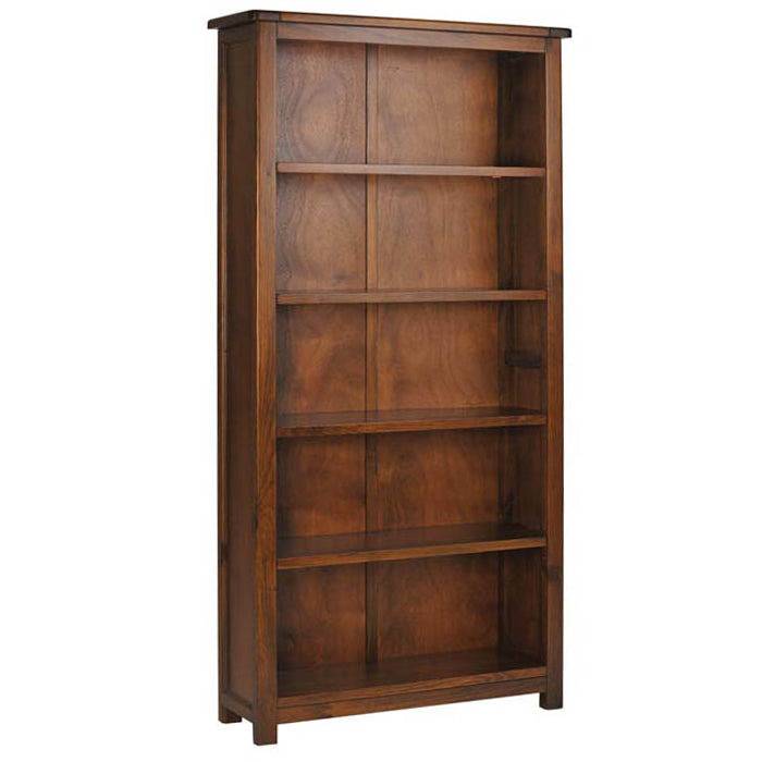 Boston Tall 5 Shelf Open Bookcase In Dark Stained Wood - Price Crash Furniture