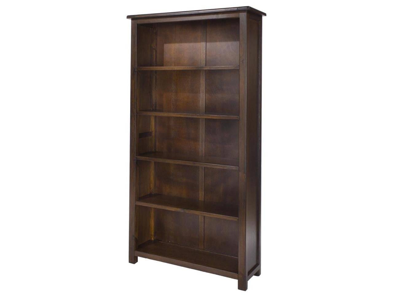 Boston Tall 5 Shelf Open Bookcase In Dark Stained Wood - Price Crash Furniture