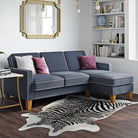 Bowen Corner L Shape Sofa with Contrast Welting in Blue Chenile by Dorel - Price Crash Furniture