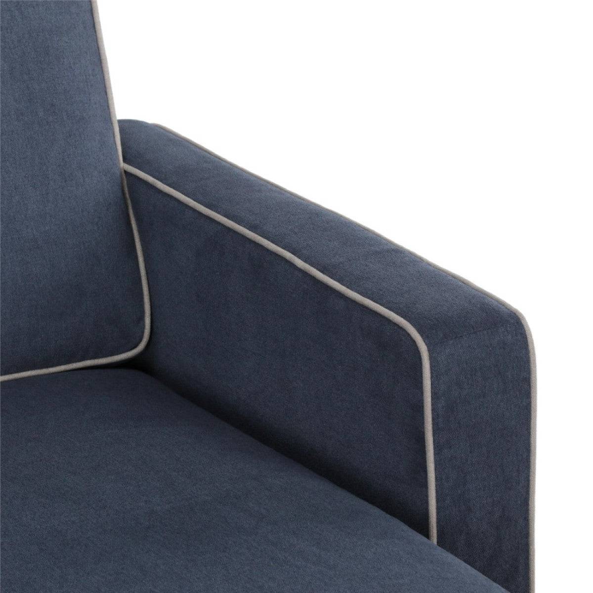 Bowen Corner L Shape Sofa with Contrast Welting in Blue Chenile by Dorel - Price Crash Furniture