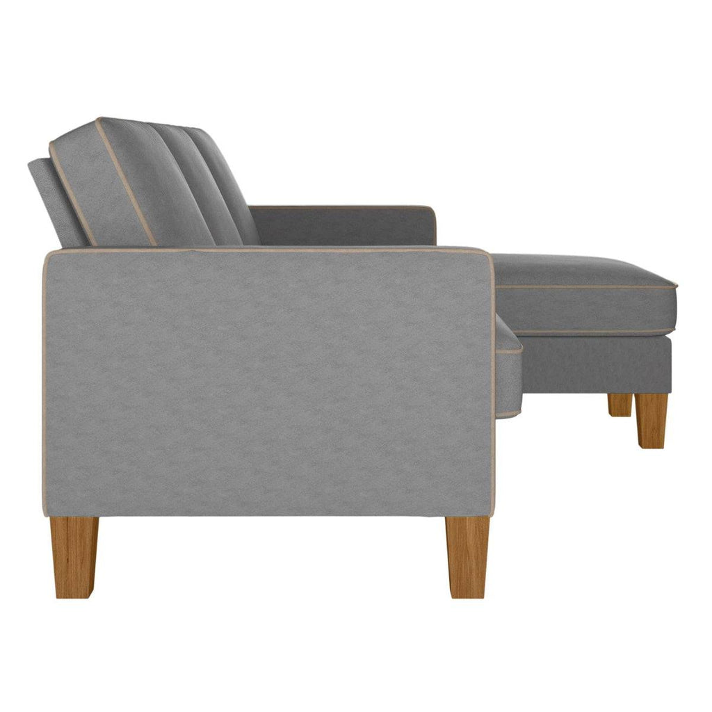 Bowen Corner L Shape Sofa with Contrast Welting in Grey Chenile by Dorel - Price Crash Furniture