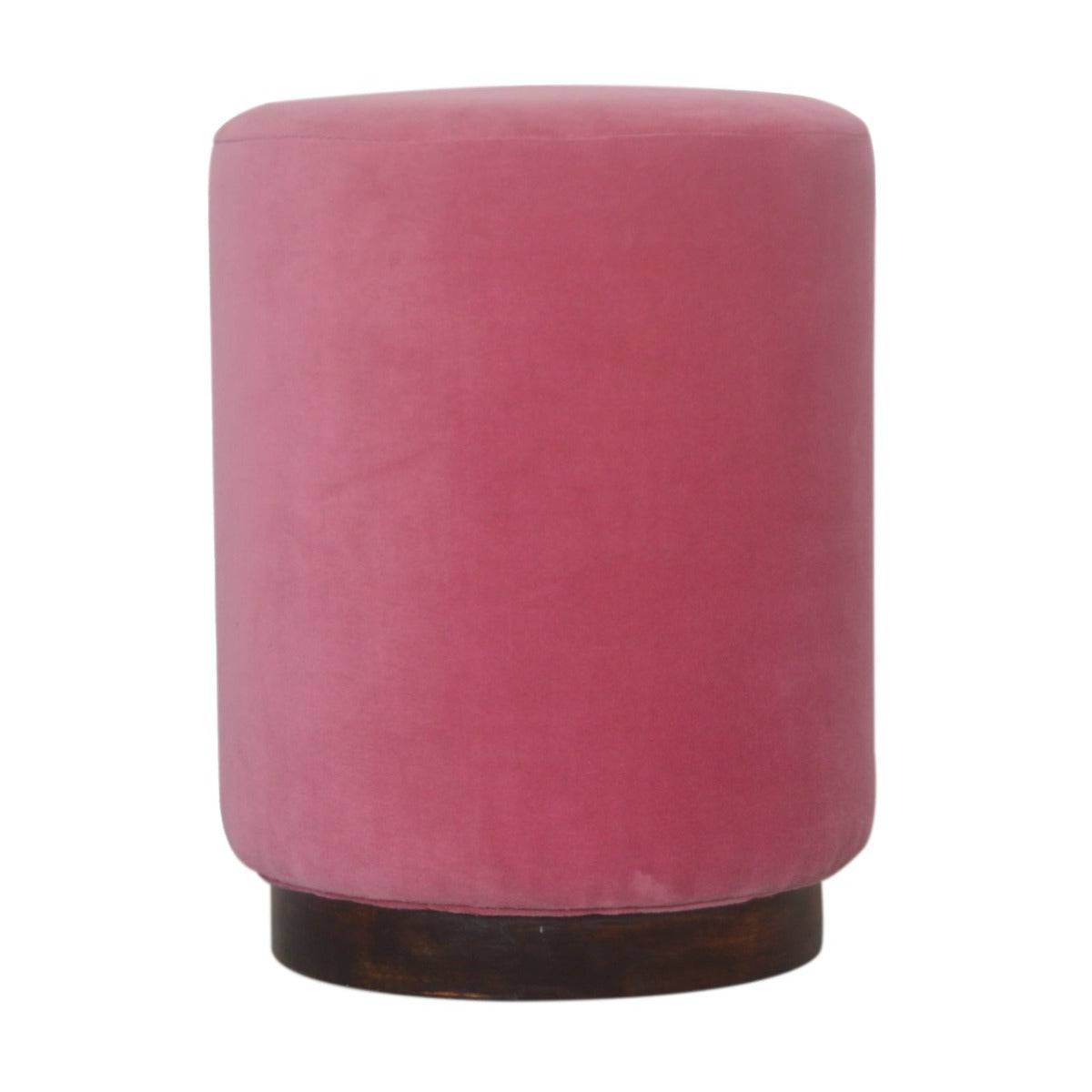 Pink Velvet Wooden Footstool - Price Crash Furniture