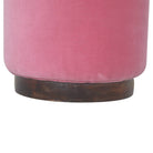 Pink Velvet Wooden Footstool - Price Crash Furniture