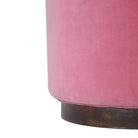 Pink Velvet Wooden Footstool - Price Crash Furniture