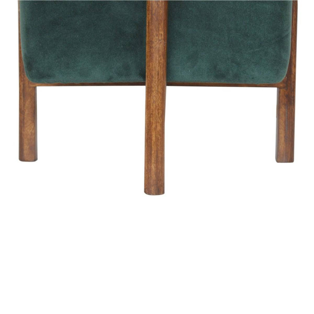Brick Red Velvet Footstool with Solid Wood Legs - Price Crash Furniture