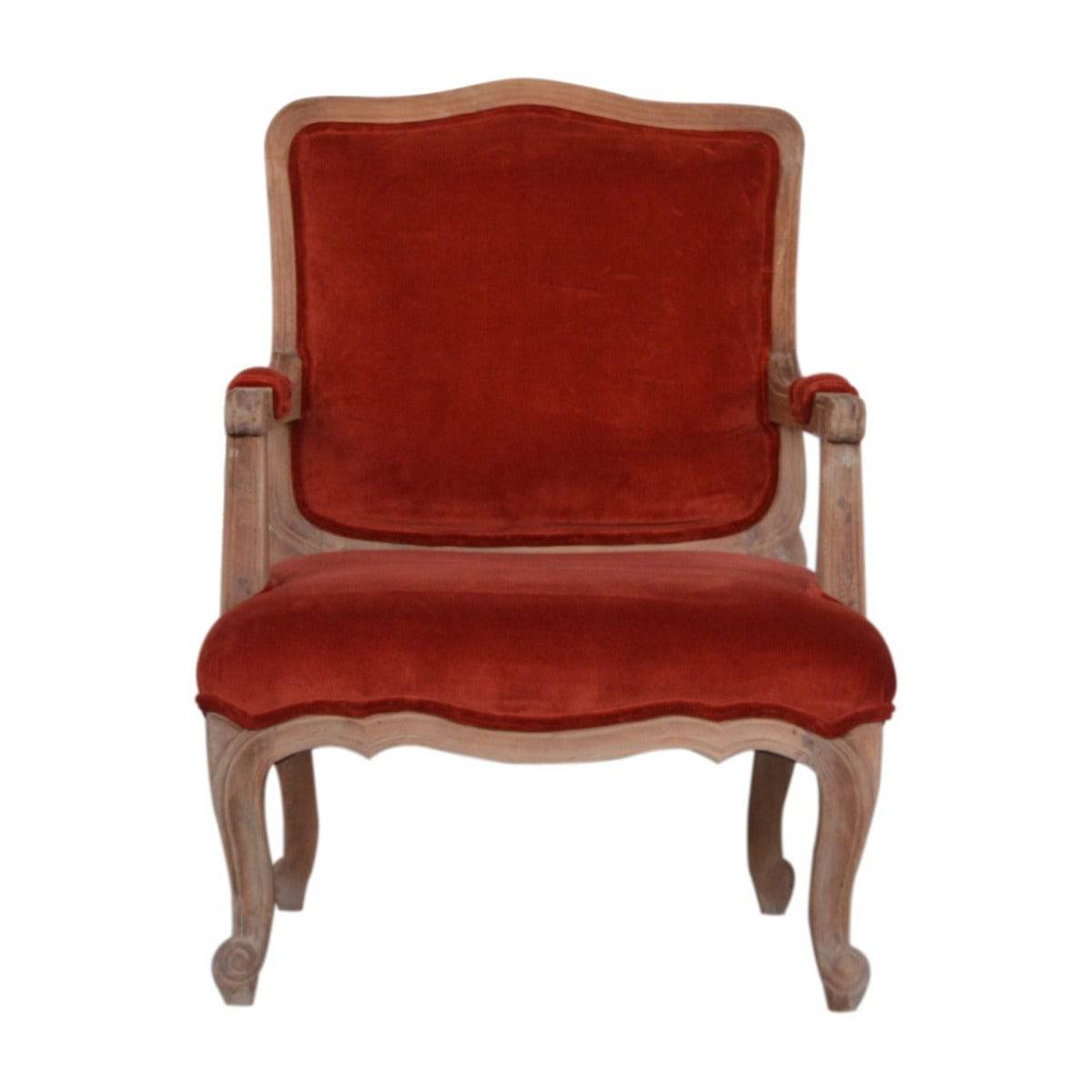 Brick Red Velvet French Style Chair - Price Crash Furniture