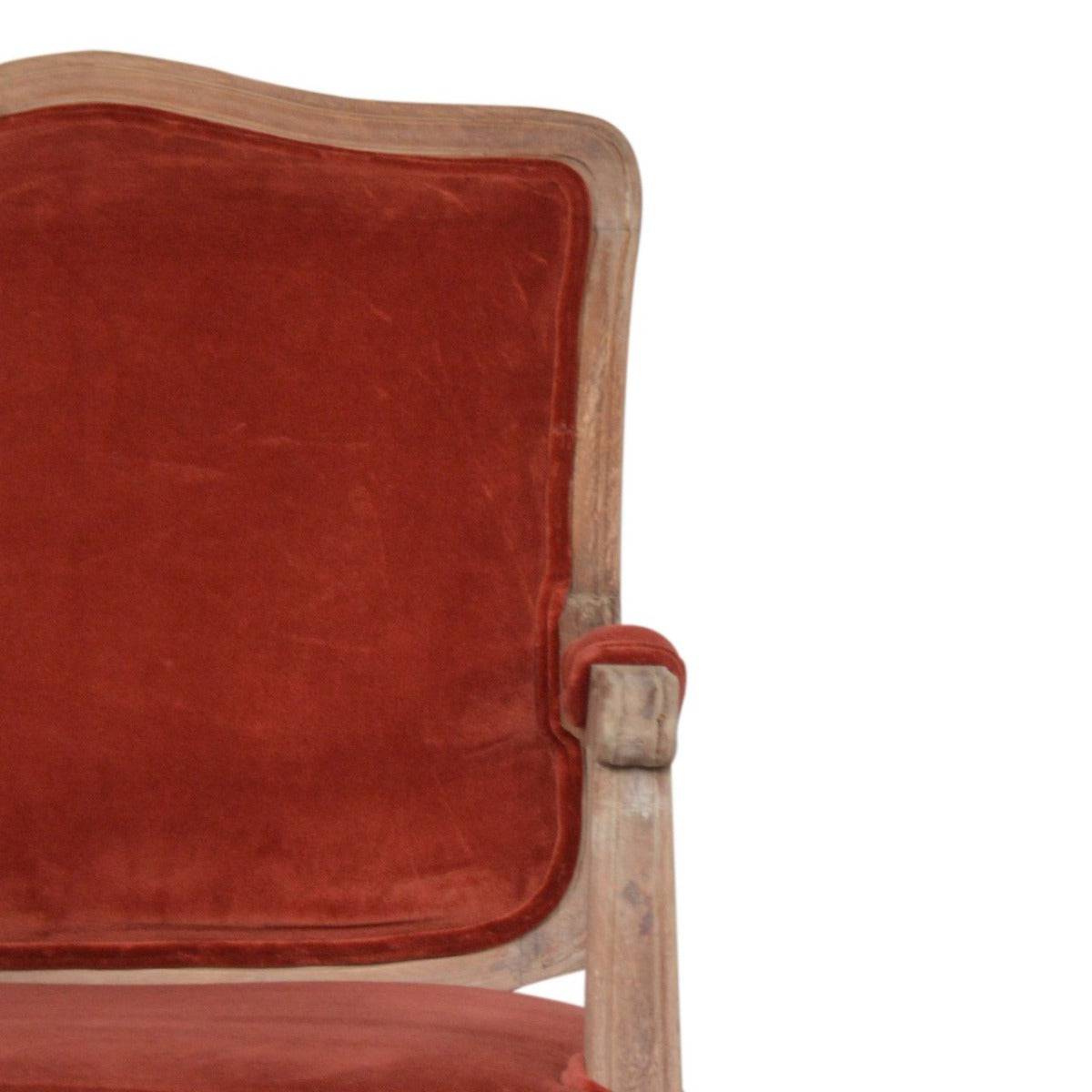 Brick Red Velvet French Style Chair - Price Crash Furniture