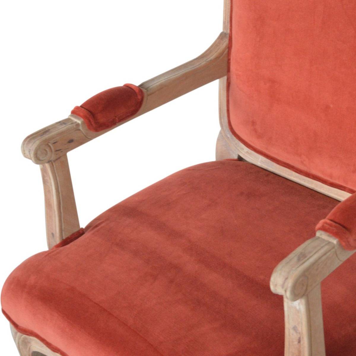 Brick Red Velvet French Style Chair - Price Crash Furniture