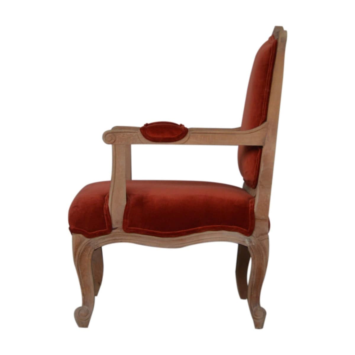 Brick Red Velvet French Style Chair - Price Crash Furniture