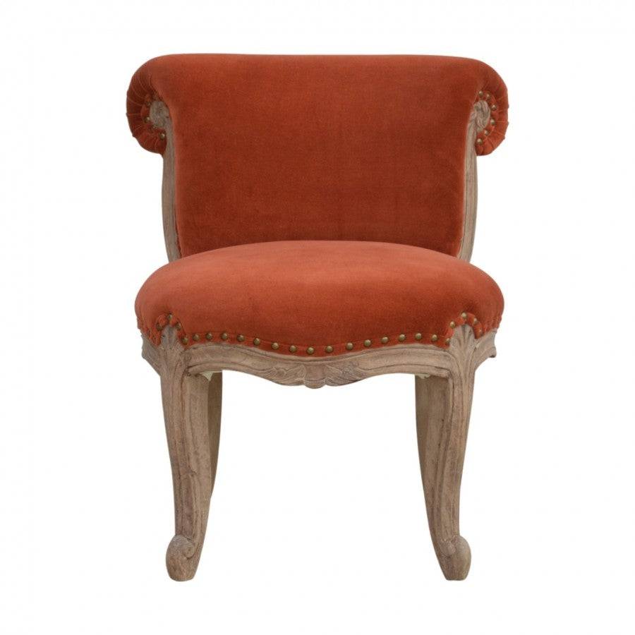 Brick Red Velvet Studded Accent Chair With Cabriole Legs - Price Crash Furniture