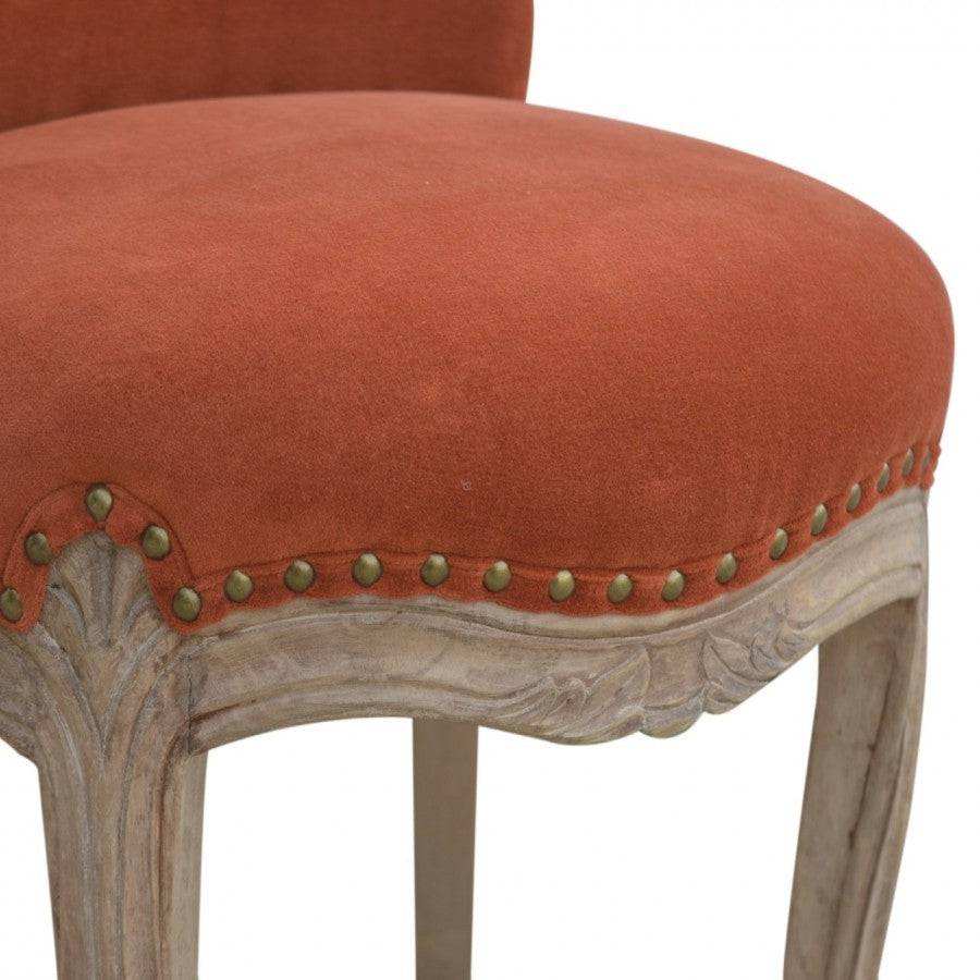 Brick Red Velvet Studded Accent Chair With Cabriole Legs - Price Crash Furniture