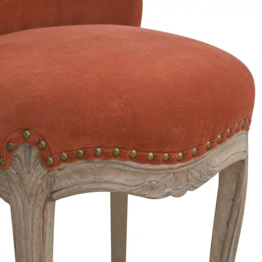 Brick Red Velvet Studded Accent Chair With Cabriole Legs - Price Crash Furniture