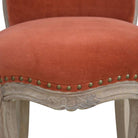 Brick Red Velvet Studded Accent Chair With Cabriole Legs - Price Crash Furniture