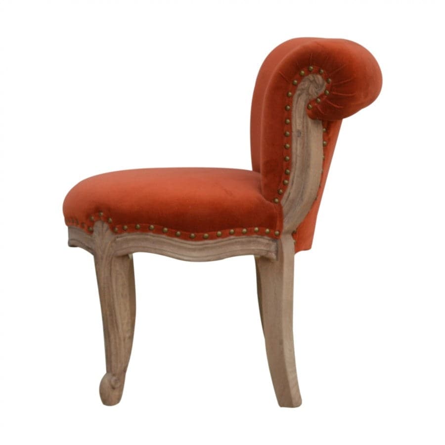 Brick Red Velvet Studded Accent Chair With Cabriole Legs - Price Crash Furniture