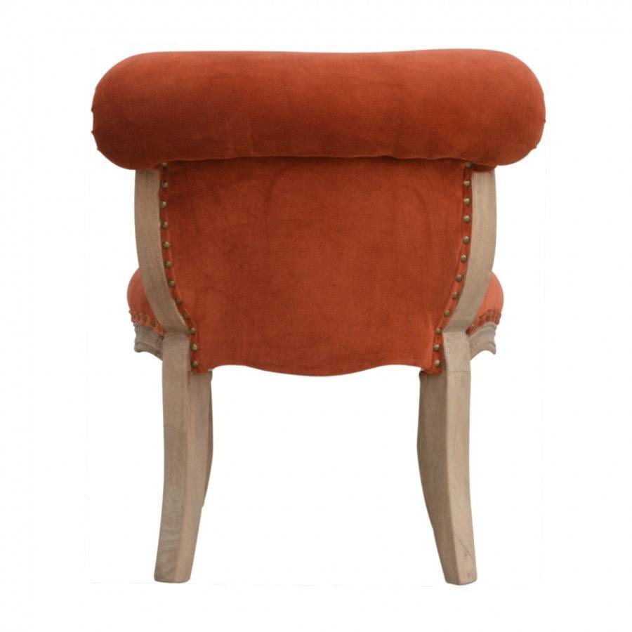 Brick Red Velvet Studded Accent Chair With Cabriole Legs - Price Crash Furniture