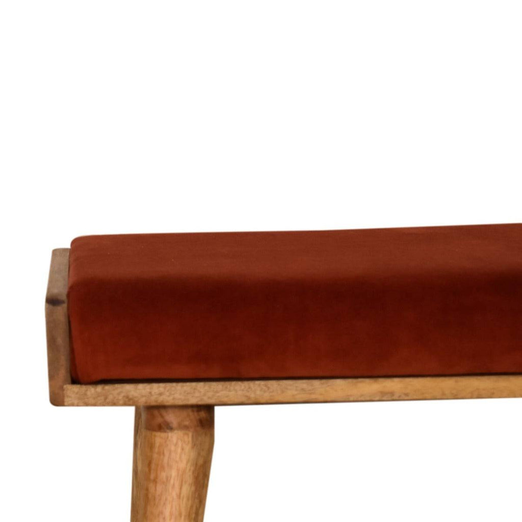 Brick Red Velvet Tray Style Footstool - Price Crash Furniture
