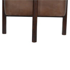 Brown Leather Footstool with Solid Wood Legs - Price Crash Furniture