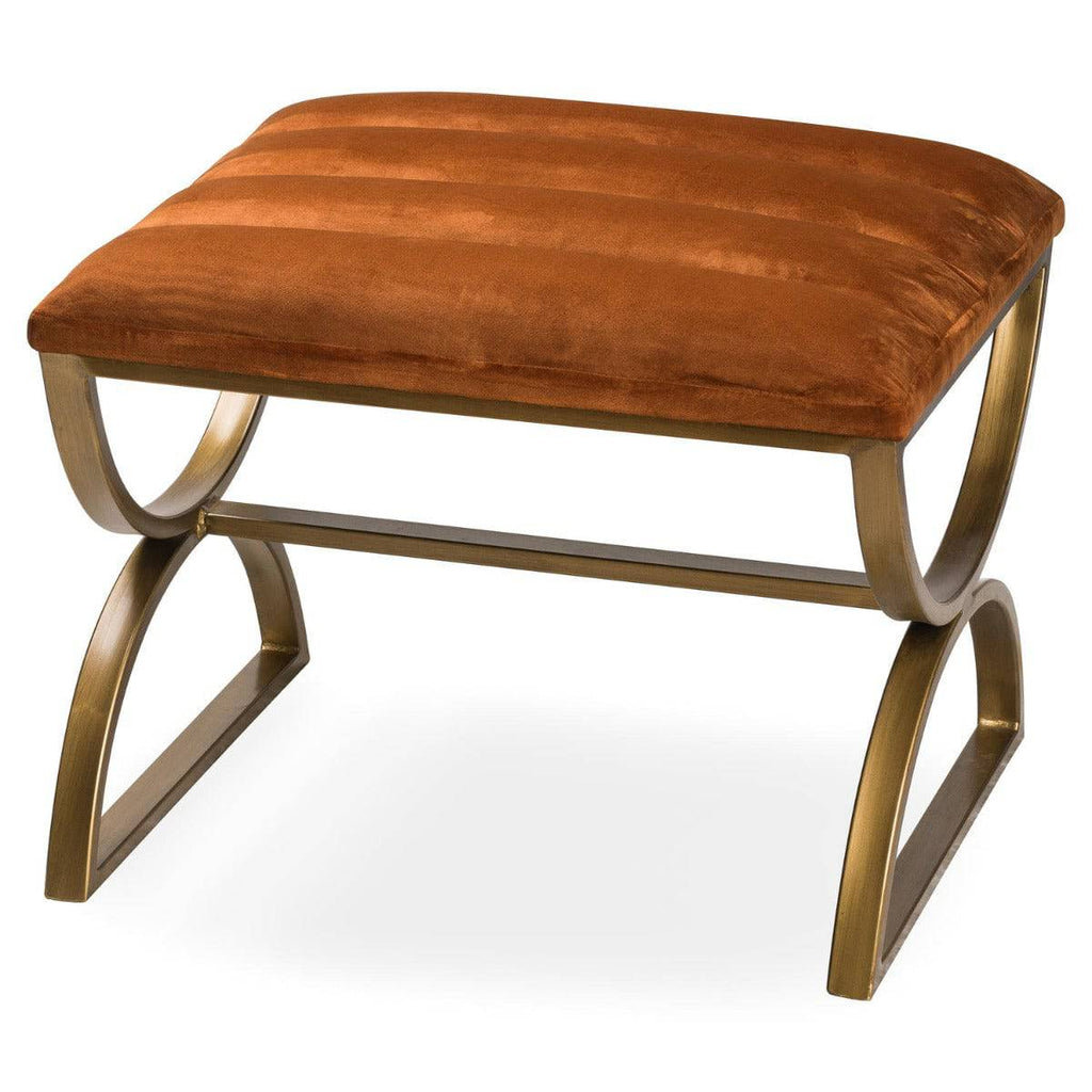 Burnt Orange And Brass Ribbed Footstool - Price Crash Furniture