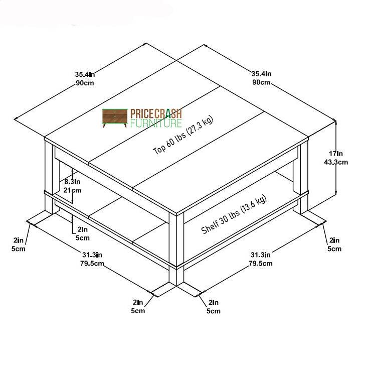 Carver Coffee Table in Grey and Weathered Oak by Dorel - Price Crash Furniture