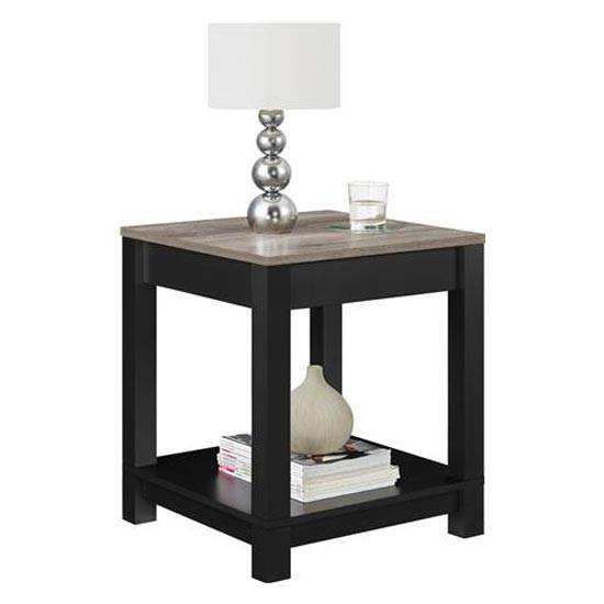 Carver End Table in Black and Weathered Oak by Dorel - Price Crash Furniture