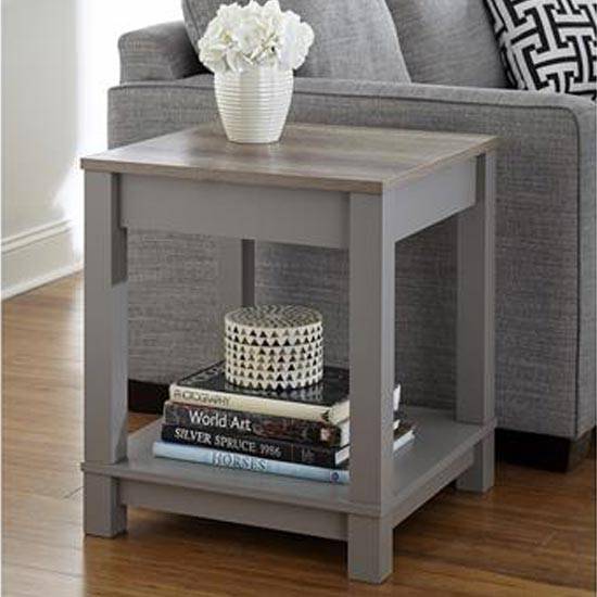 Carver End Table in Grey and Weathered Oak by Dorel - Price Crash Furniture