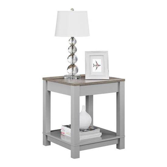 Carver End Table in Grey and Weathered Oak by Dorel - Price Crash Furniture
